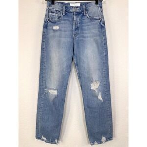MOTHER The Tomcat Jeans 28 Confession Distressed Straight Crop High Rise Denim